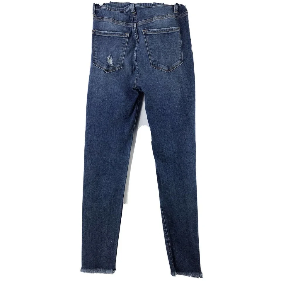 Bridge by Gly Mid Rise Ankle Skinny Jeans Sz 26X29 Distressed Ripped Raw Hem - Picture 3 of 11